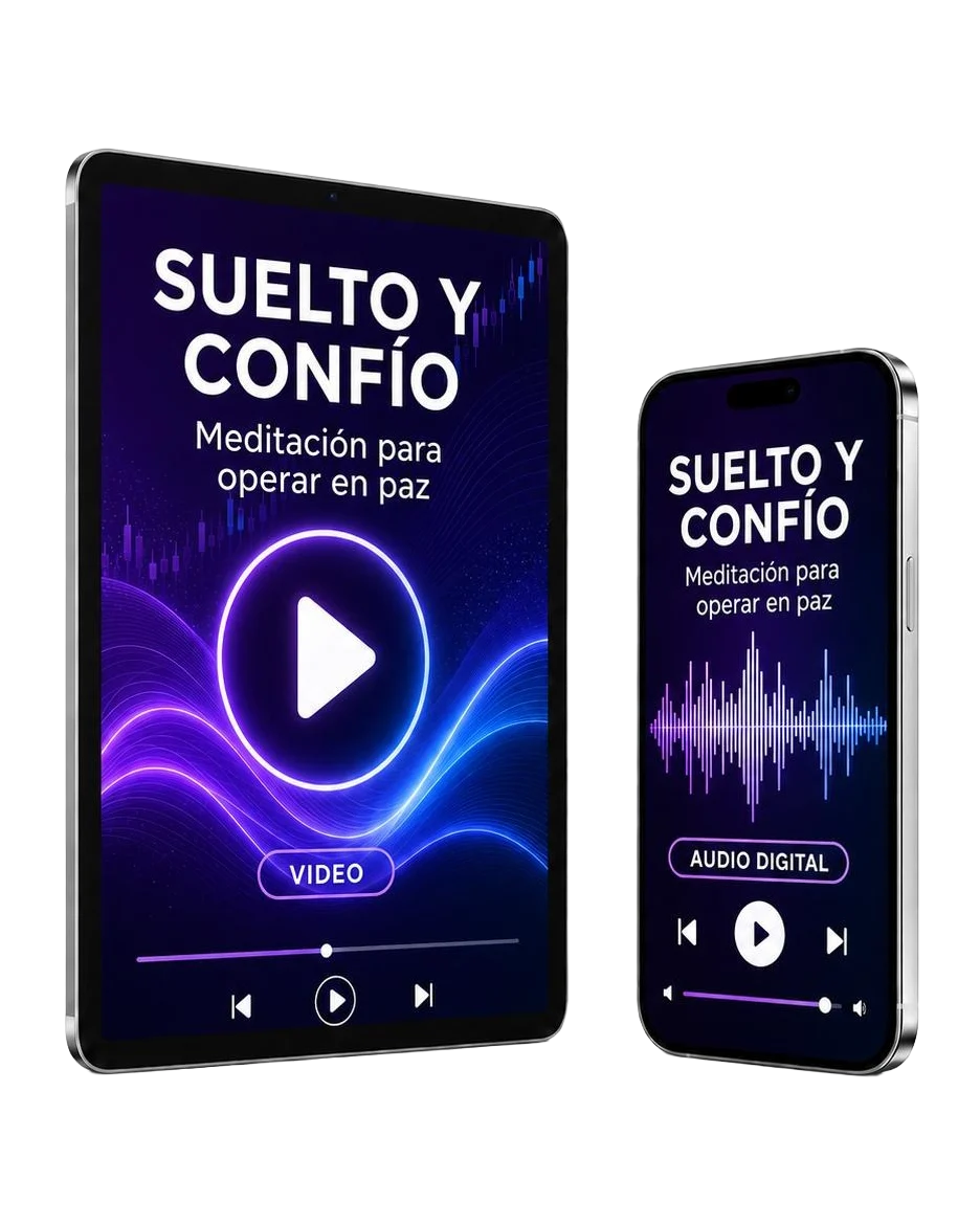 Mockup de la meditación Suelto y Confío en tablet y teléfono